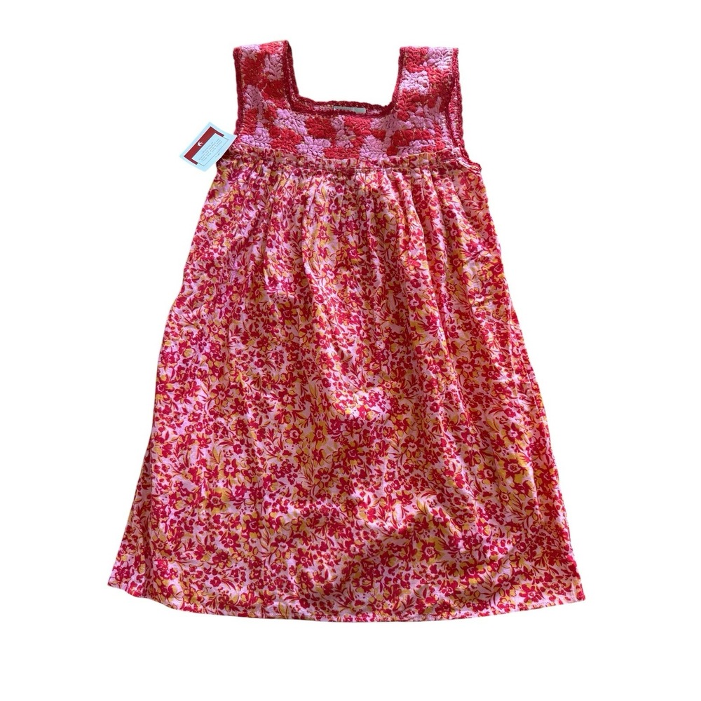 Mi Golondrina Dalia Dress Medium Pink Flores Del Sol Floral Embroidered NWT